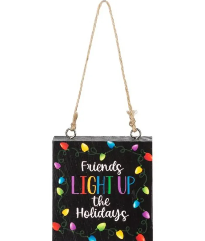 Boutique de Noël Family & Friends*Ornament, Plaque, With Message "Friends Light Up The Holidays"