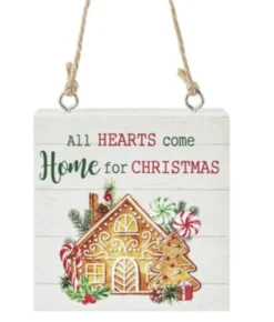 Boutique de Noël Family & Friends*Ornament, Plaque With Message "All Hearts Come Home For Christmas"