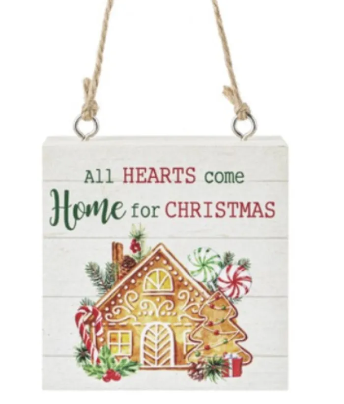 Boutique de Noël Family & Friends*Ornament, Plaque With Message "All Hearts Come Home For Christmas"