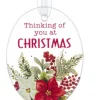Boutique de Noël Family & Friends*Ornament, Plaque With Poinsetta Motif, With Message "Thinking Of You At Christmas"