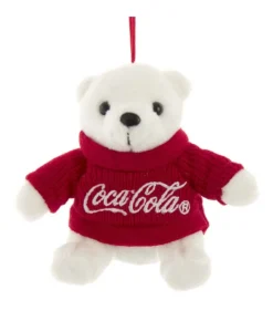 Boutique de Noël Mom'S Kitchen & Bakery*Ornament, Plush Coca Cola Polar Bear Cub With Knit Sweater