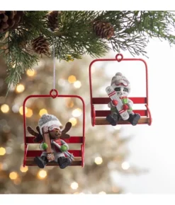 Boutique de Noël Winter Wonderland*Ornament, Polar Bear On The Ski Chairlift