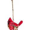 Boutique de Noël Birds & Owls*Ornament, Red Cardinal, With Message "Happy Holidays"