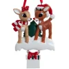 Boutique de Noël Santa'S Workshop*Ornament, Rudolph And Clarice With Xmas Present