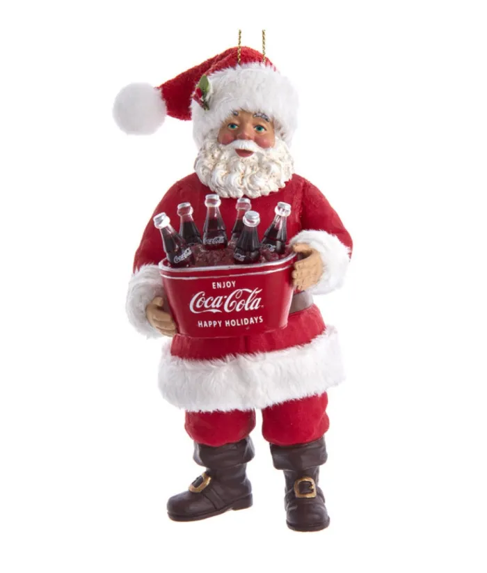 Boutique de Noël Mom'S Kitchen & Bakery*Ornament, Santa Claus With Ice Cold Coca Cola In An Ice Bucket