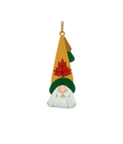 Boutique de Noël Rustic*Ornament, Santa Head With Maple Leaf Toque, Souvenir Of Canada.