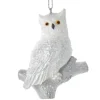 Boutique de Noël Birds & Owls*Ornament, Silver And White Owl, Resting On A Branch