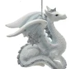 Boutique de Noël Winter Wonderland*Ornament, Silver And White Spangled Dragon, Resting