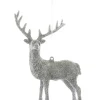 Boutique de Noël Enchanted Forest*Ornament, Silver Glittered Majestic Stag