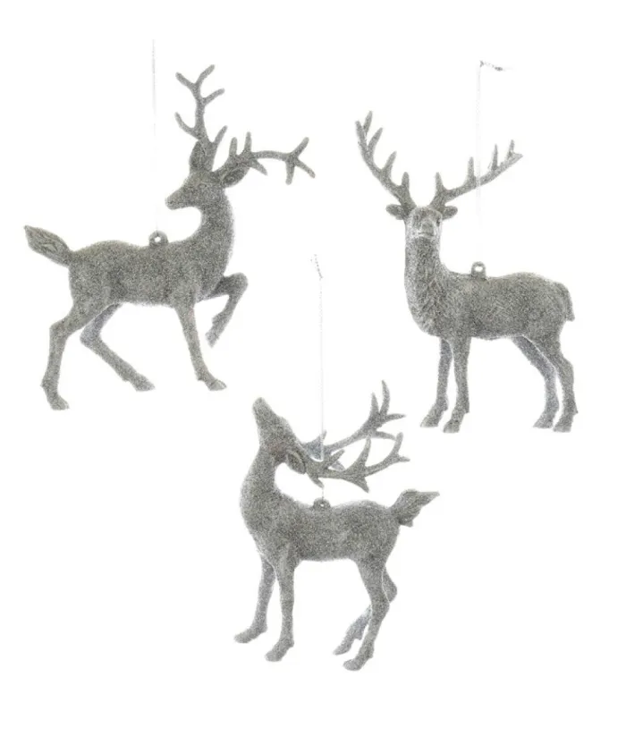Boutique de Noël Enchanted Forest*Ornament, Silver Glittered Majestic Stag