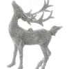 Boutique de Noël Winter Wonderland*Ornament, Silver Glittered Stag, With It'S Neck Arched
