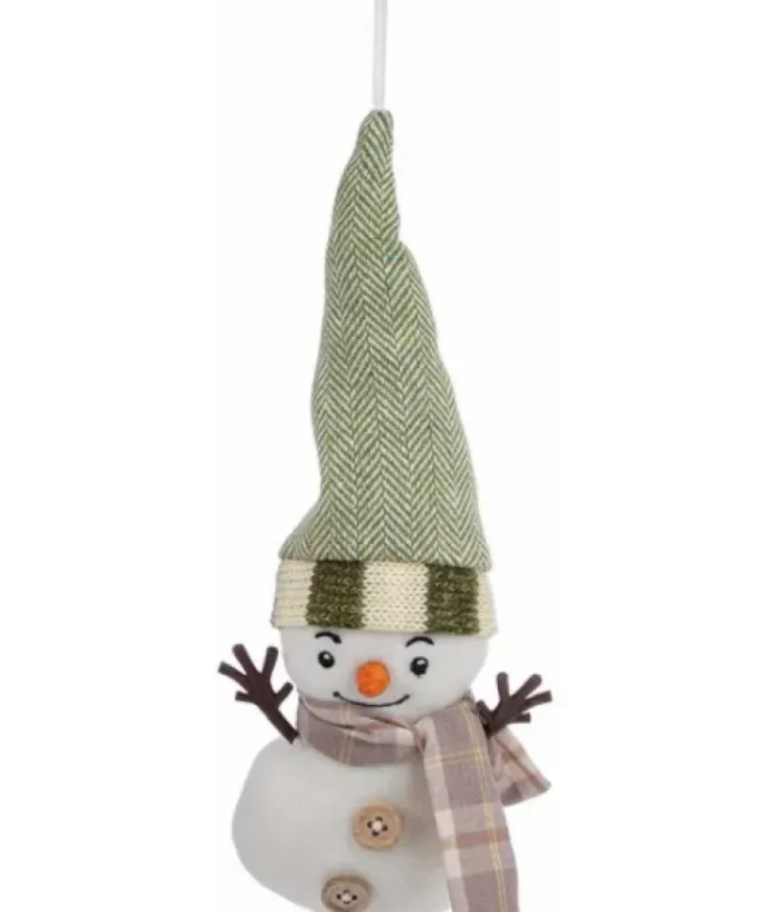 Boutique de Noël Christmas Classics*Ornament, Snow Man With Scarf And Herring Bone Toque.