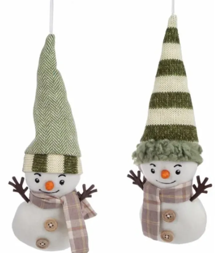 Boutique de Noël Christmas Classics*Ornament, Snow Man With Scarf And Herring Bone Toque.