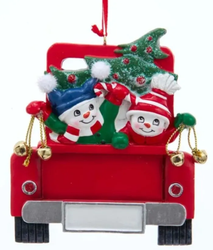 Boutique de Noël Farm House & Western*Ornament, Snowmen With Tree, Red Pickup Truck