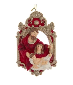 Boutique de Noël Religion*Ornament, The Holy Family, In Eye Catching Cranberry Colour