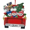 Boutique de Noël Farm House & Western*Ornament, Three Snowmen With Tree, Red Pickup Truck