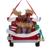 Boutique de Noël Farm House & Western*Ornament With Bells, Red Pickup Truck With Moose And Xmas Tree