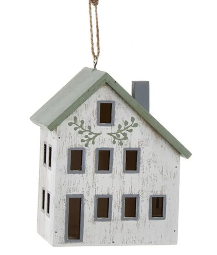 Boutique de Noël Family & Friends*Ornament, Wooden House, In Sage And Ivory Colours