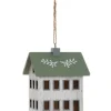 Boutique de Noël Rustic*Ornament, Wooden House, Ivory And Sage Colours.