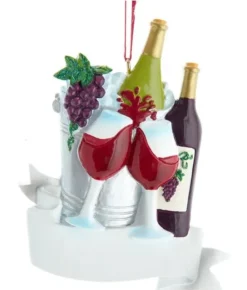 Boutique de Noël Wine Lovers*Party Time, With Wine And Glasses, Tree Ornament