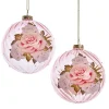Boutique de Noël Christmas Classics*Paterned Roses Glass Ball Ornament