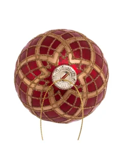 Boutique de Noël Glass Ball Boxes*Red And Gold Decorated Glass Balls, 80Mm, 6 Per Box