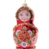 Boutique de Noël Rustic*Red Russian Doll Glass Ornament