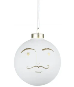 Boutique de Noël Varied Shapes*Round Glass Ornament Man Face