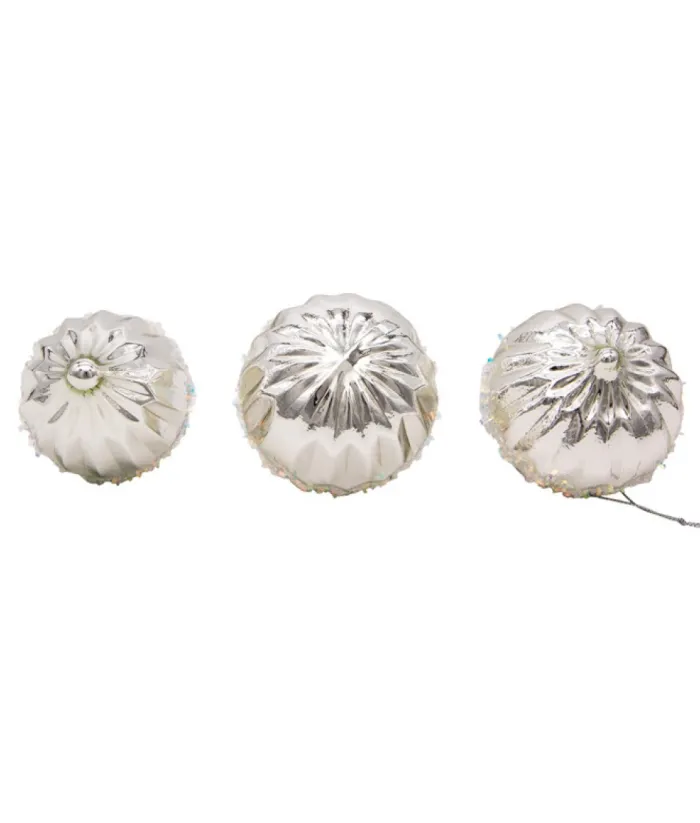 Boutique de Noël Winter Wonderland*Round, Onion And Filial Style Silver Ball Ornaments, 80Mm