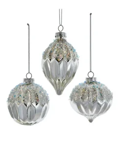 Boutique de Noël Christmas Classics*Round, Onion And Filial Style Silver Ball Ornaments, 80Mm