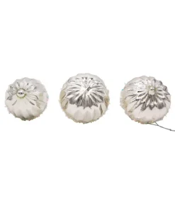 Boutique de Noël Christmas Classics*Round, Onion And Filial Style Silver Ball Ornaments, 80Mm