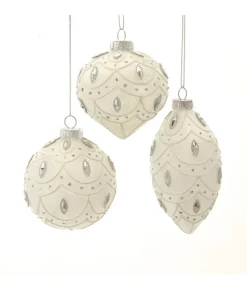 Boutique de Noël Glass Ball Boxes*Round, Onion And Filial White Glass Balls, 80Mm, Box Of 3