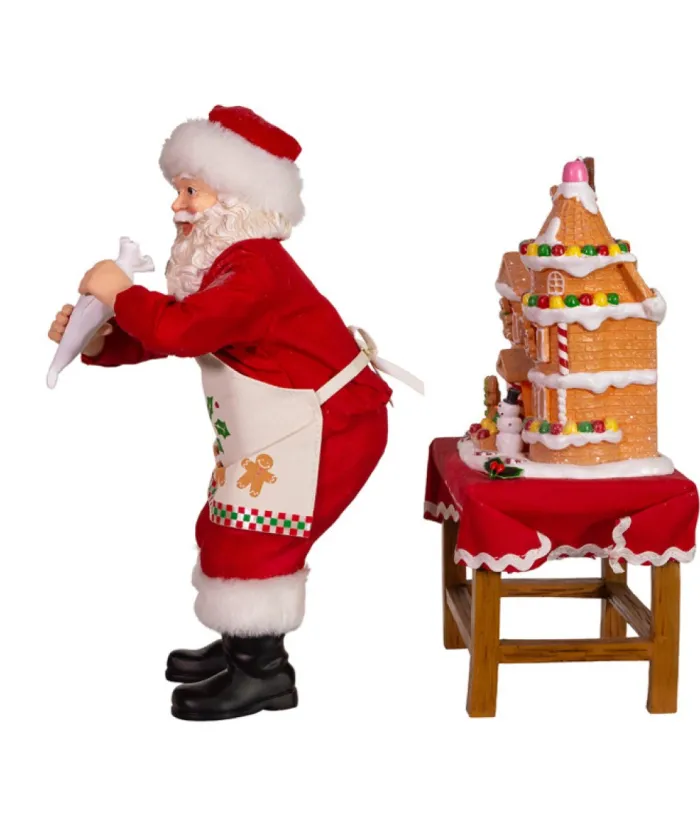 Boutique de Noël Angels & Santas*Santa With Gingerbread House, Table Piece