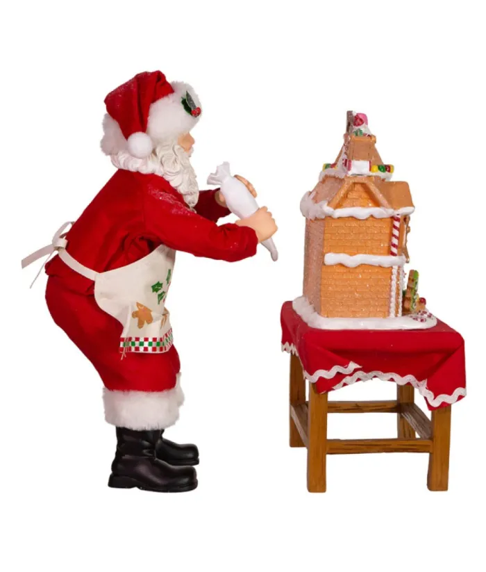 Boutique de Noël Angels & Santas*Santa With Gingerbread House, Table Piece