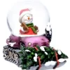 Boutique de Noël Snow Globes*Snowman On Pink Snowmobile Mini-Snowglobe