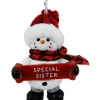 Boutique de Noël Family & Friends*Snowman With Banner, Message, "Special Sister", Ornament
