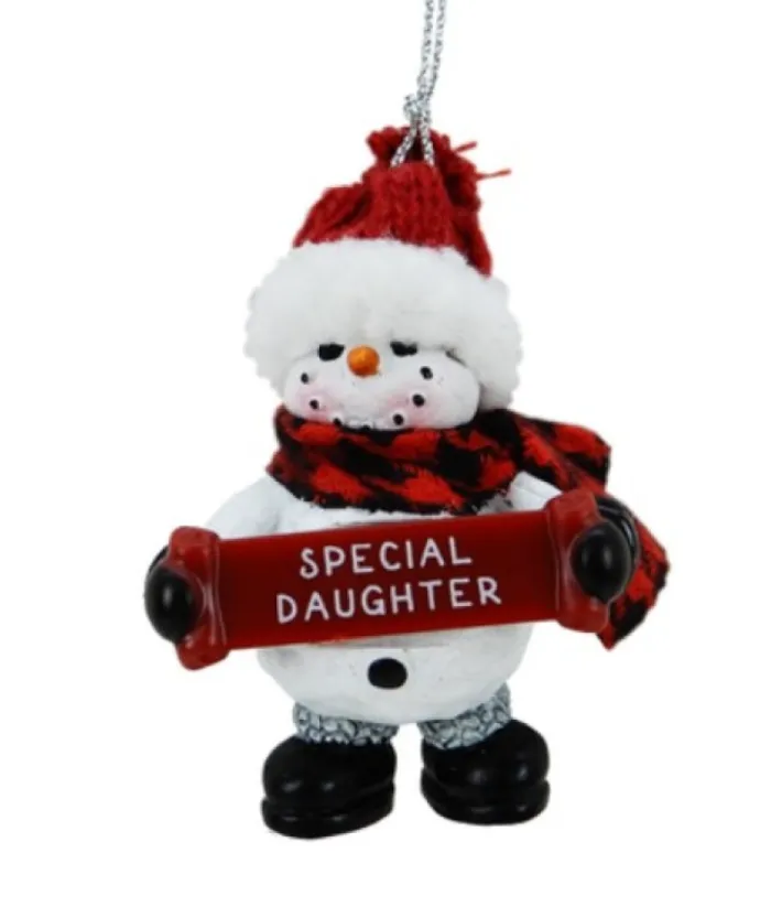 Boutique de Noël Family & Friends*Snowman With Banner, Message, "Special Daughter", Ornament