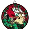 Boutique de Noël Varied Shapes*Stained Glass Ornament, Cardinal And Tan Bird