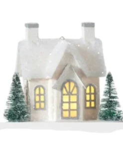 Boutique de Noël Miscellaneous*Table Decor, Ornament, White Church With Led Lighting