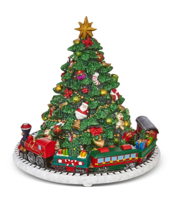 Boutique de Noël Enchanted Forest*Table Ornament, Clockwork Animated Musical Tree, Measures 6 Inches Tall.