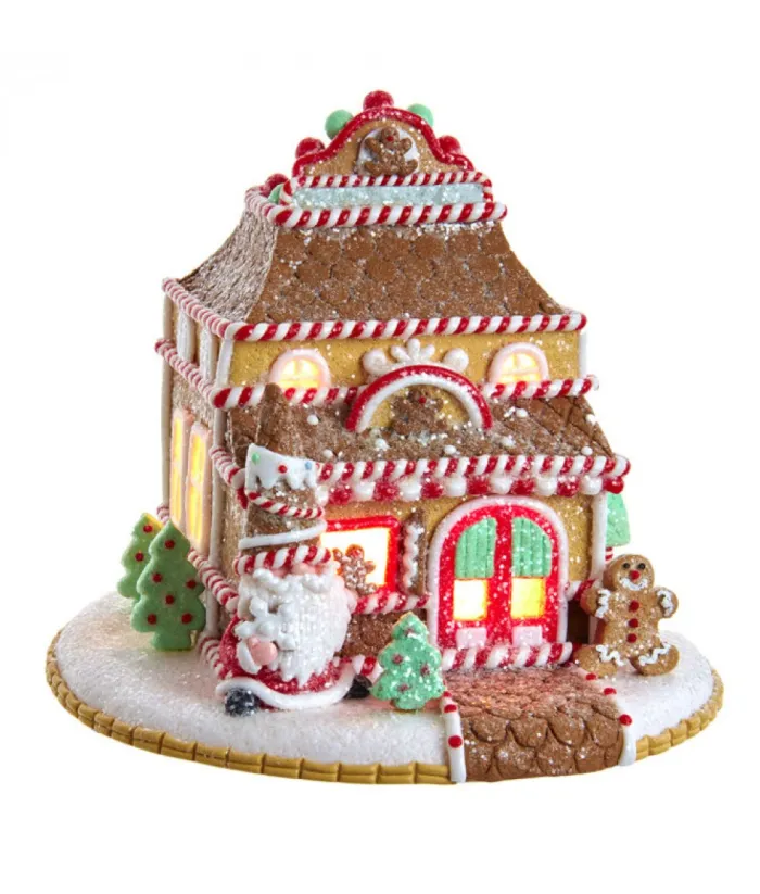 Boutique de Noël Usb & Led*Table Ornament, 7",Gingerbread Shoppe Battery Operated C7 Bulb