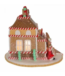 Boutique de Noël Ginger Bread & Candy Shoppe*Table Ornament, 7",Gingerbread Shoppe Battery Operated C7 Bulb