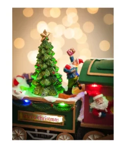 Boutique de Noël Usb & Led*Table Ornament, Musical Train, With Santa And Elves. Measures 15 Inches.