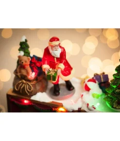 Boutique de Noël Usb & Led*Table Ornament, Musical Train, With Santa And Elves. Measures 15 Inches.