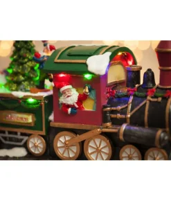 Boutique de Noël Santa'S Workshop*Table Ornament, Musical Train, With Santa And Elves. Measures 15 Inches.