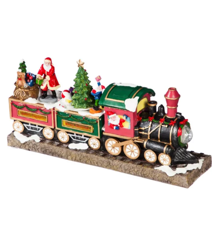 Boutique de Noël Winter Wonderland*Table Ornament, Musical Train, With Santa And Elves. Measures 15 Inches.