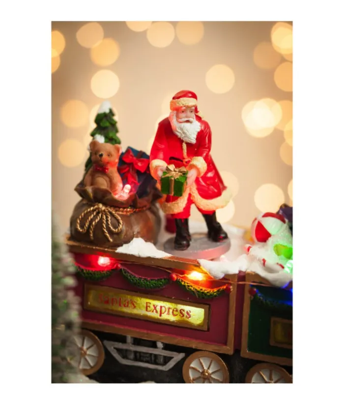 Boutique de Noël Winter Wonderland*Table Ornament, Musical Train, With Santa And Elves. Measures 15 Inches.
