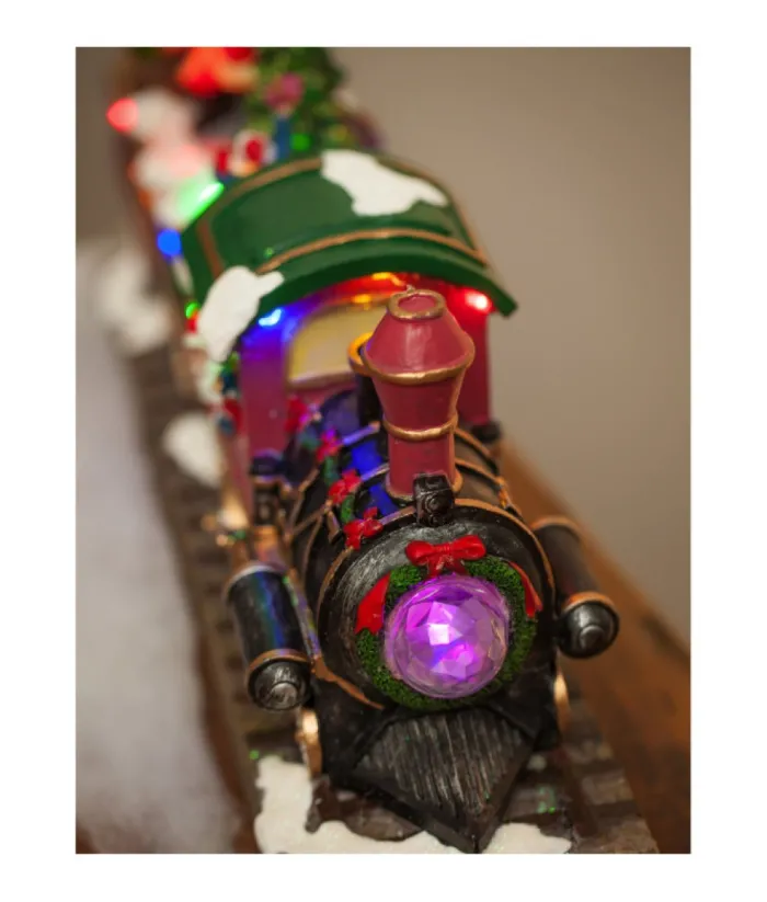 Boutique de Noël Winter Wonderland*Table Ornament, Musical Train, With Santa And Elves. Measures 15 Inches.
