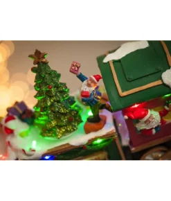 Boutique de Noël Winter Wonderland*Table Ornament, Musical Train, With Santa And Elves. Measures 15 Inches.