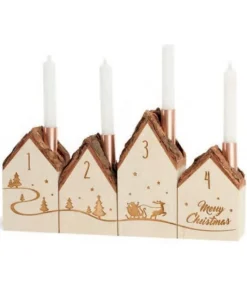 Boutique de Noël Rustic*Table Piece, 4 Piece Set Of Candle Holders, Cottage Shaped, A German Tradition